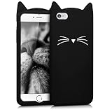 kwmobile Schutzhülle kompatibel mit Apple iPhone 6 Plus / 6S Plus - Hülle Handy - Handyhülle - Silikon Cover Case Katze Schwarz Weiß