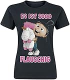 Minions Girlie Shirt So Flauschig Agnes mit Einhorn Baumwolle schwarz - S