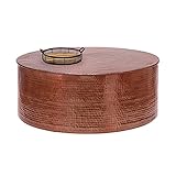WOMO-DESIGN Couchtisch Ø 90x37 cm Kupfer, Unikat, Hammerschlag-Optik, Handgefertigter Beistelltisch, Orientalischer Wohnzimmertisch, Runde Tisch, Aluminium Loungetisch, Flacher Sofatisch, Metall T