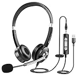 PC Headset mit Mikrofon, USB Headsets/3,5 MM Handy Kopfhörer mit Noise Cancelling Mikrofon für Home/Office/Pc/Laptop, Klarem Chat für Skype Zoom Ms Teams Web