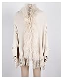 Schals für Damen Pelzkragen Winterschals wickelt übergroße Womens Winter Ponchos und Capes Batwing Sleeve Cardigan Gestrickte Baumwolle Warmer Schal für Damen ( Color : Apricot , Size : One Size )