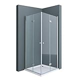 doporro Eck-Duschkabine Eckdusche Ravenna26 100x90x190cm Duschabtrennung ESG-Sicherheitsglas Klarglas inkl. beidseitiger Easy-Clean-Beschichtung