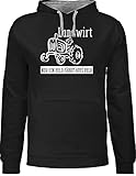 Landwirt Geschenk Bauer - Nur EIN Held geht aufs Feld - L - Schwarz/Grau meliert - Traktor Pullover Herren - JH003 - Hoodie zweifarbig und Kapuzenpullover für Herren und D