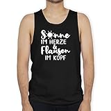 Shirtracer Sprüche Statement mit Spruch - Sonne im Herzen und Flausen im Kopf - weiß - M - Schwarz - Tank Top - BCTM072 - Tanktop Herren und Tank-Top M