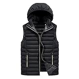 Weste Herren mit Kapuze Bodywarmer Winterweste Steppweste Kapuzenweste Daunenweste Reißverschluss Weste Ärmellose Sportweste Zip Wärme Freizeit Outdoor Sty