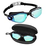 Bezzee Pro Schwimmbrille - UV-Schutz & Antibeschlag Taucherbrille mit Etui - Kein Auslaufen & Verstellbare Silikon Riemen, Schwimmbrillen für Erwachsene, Herren, Damen und Jugendliche zum Schw