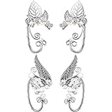 2 Paar Schicke Elf Ohr Manschetten Perle Flügel Handwerk für Cosplay Elven Manschette Wrap Ohrringe für Elven Halloween Kostüm, Cosplay, H