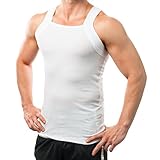 Different Touch Herren G-Unit Style Tank Tops Square Cut Muscle Rib A-Shirts 2er Pack, Weiß, M