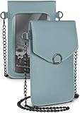 moex Handytasche zum Umhängen für alle Smartphones - Kleine Handtasche Damen mit separatem Handyfach und Sichtfenster - Crossbody Tasche, Hellb