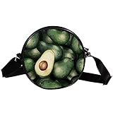 Grüne Avocado diagonale Tasche Runde Crossbody Geldbörse, Schultertasche Mode Kreis Crossbody Umhängetasche Mini Canvas schräg Umhäng