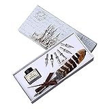 YAQINUO Klassische Kalligraphie-Feder-Stift-Set, Vintage-Stil, inklusive 6 Federn, Geschenk-Box, Tintenfläschchen, Geschenk für Studenten, Frauen und M