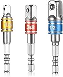 Willingood, 3 tlg Stecknuss Adapter [1/4', 1/2', 3/8'] Sechskant Steckschlüssel Schraubenschlüssel Nuss Set Adapter. Verlängerung