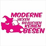 Jintora Aufkleber für Auto/Autoaufkleber - JDM - Die Cut - Moderne Hexen brauchen keinen Besen - 210x99 mm - JDM/Die Cut - Bus - Fenster - Heckscheibe - Laptop - LKW - Tuning - pink