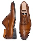 FRASOICUS Herren Kleid Schuhe Leder Klassische Schnürschuhe Oxford formelle Schuhe für Männer, braun, 39.5 EU