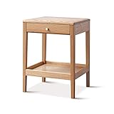 YTRED Industrieller runder Beistelltisch Endtisch mit Einer Schublade Massivholz-Side-Tisch-Oak-Sofa-Seitenschrank-Ecke EIN Paar kleine Tisch-Couchtisch for Wohnzimmer-Schlafzimmer Dickes Holzb