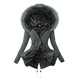 TWIOIOVE Übergangsjacke Damen Große Größen 3 in 1 Jacke Winter Fleecemäntel Plus Samt Winterjacke Parka Funktionsmäntel Einfarbig Outdoormäntel Kälteschutz Outwear Freizeit T