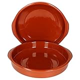MamboCat Cazuela Schale + Henkel Tonware I 2er Set I Ø 31,5 cm I Größe XL I Mediterran I Glasiert I Unikat Handarbeit I Antike/Vintage I Mittelalter I Wiking