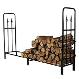 CHLL kaminholzregal aussen innen 6ft Großes Kaminholzregal Im Freien Holzhalter Schwarz Kaminregal, 4ft Hohes Holz-Log-Rack-Kamin-Innenholzlager-Stapelung, Metall Ohne Abdeckung