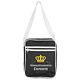 Multifanshop® Schultertasche Hörgeräteakustik Experte schwarz - Retrotasche Umhängetasche T