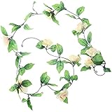 YYHMKB 2,4 Mt Künstliche Rose Vine Seidenblumengirlande Gefälschte Rosen Blumen Pflanzen für Hochzeit Home Office Party Garden Decor 6pcs Champag