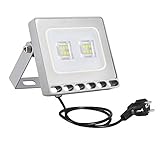 10W LED Strahler, LED Fluter mit Stecker, 800LM LED Strahler Außen, 6500K KaltWeiß Baustrahle LED Scheiwerfer IP65 Wasserdicht LED Flutlicht Außenstrahler für Werkstatt Garag