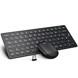 WisFox Tastatur Maus Set Kabellos, 2.4GHz Silent Ultra Dünn Fortgeschrittene Kleine Kompakte Tastatur Maus Kabellos Combo mit USB Nano Empfänger für Laptop, Windows, PC, QWERTZ (Schwarz)