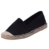 Japanwelt Damen Espadrilles Glitzer Canvas Schwarz - Flache Slipper Sommerschuhe Abendgarderobe Größe 42