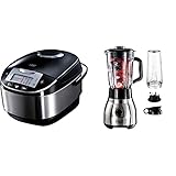 Russell Hobbs Multicooker 5,0l (digitales Display + Timer), 11 Kochprogramme & Standmixer Glas Steel 2-in-1, inkl. To-Go-Becher & Deckel, 1.5l Glasbehälter, Mixer 0.8 PS-Motor, 23821-56