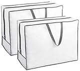ZOLLNER 2er Set Betttasche/Aufbewahrungstasche, weiß grau, ca. 65x25x50