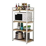 LHQ-HQ Mikrowellenherd Stand 4-Shelf Regallagereinheit Ofen Mikrowelle Rack-Metall-Multifunktions Offene Regale Rack-Reiskocher Küche Bäcker Rack (Farbe:weiß,Größe:110X60X40CM)