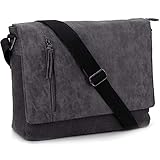 ekavale - Canvas Messenger Bag 14 Zoll – Herren Umhängetasche Schultertasche für Arbeit, Schule & Freizeit (Schwarz)