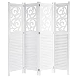 Mendler Paravent Istanbul, Raumteiler Trennwand Sichtschutz, Ornamente - 170x160cm, weiß