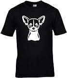 Fun Shirt Herren Sprüche Hunde Chihuahua großer Glitzeraufdruck Porträt T-Shirt, Grösse XXXXL, schw