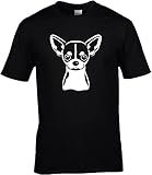 Fun Shirt Herren Sprüche Hunde Chihuahua großer Glitzeraufdruck Porträt T-Shirt, Grösse XXXXL, schw