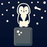Wandkings Leuchtaufkleber für Lichtschalter/Pinguin, Sterne, Sternschnuppen, Punkte im 20-er Set/im Dunk
