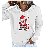 Boshivw Weihnachtspullover Damen Lustig Funny Santa Claus Hoodie Sweatshirt Kapuzenpullover Langarm Frauen Festlicher Weihnachten Deko Teenager Mädchen Shirt Weinachtsp