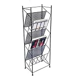 ZMSJ-YJ Leiter Regal 3Tier Bücherregal Bücherregal stehend Racks Einheit Metallrahmen for Schlafzimmer Wohnzimmer Büro Zeitung Rack-Magazine Rack (Color : Black)