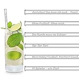 HALM Lustige Fußball Sprüche Edition | 6 Stück gerade 20 cm mit Gravur | Fanartikel Bundesliga Geschenk | Wiederverwendbare Glas-Trinkhalme graviert - G