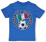 Fussball WM 2022 Fanartikel Baby - Italy Flagge & Fußball Vintage - 12/18 Monate - Royalblau - T-Shirt - BZ02 - Baby Shirt für Mädchen und Jung