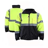 FONIRRA Warnschutzjacke für Herren mit reflektierendem Innenfutter, ANSI Klasse 3, Bomber-Arbeitsjacke (Gelb, Größe XL)