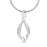 Miore Damen-Halskette mit Anhänger – Damen-Collier aus 925 Sterling-Silber Zirkonia Elementen – Halsschmuck 45cm lang, Silb