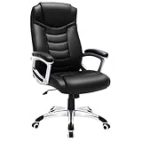 SONGMICS Ergonomischer Bürostuhl, höhenverstellbarer Drehstuhl, robust, stabil und langlebig, schwarz, OBG21B, 52 x 53 x 122