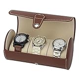 WTTCD Uhrenbox 3 Gitter Uhrenbox Reisebox Uhren Schmuck Aufbewahrungsbox Wasserdicht Pu Material Wildleder Hemd 19*9Cm Uhrenbox-B