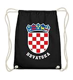 Hochwertige Baumwoll Gymsac - Kroatisches Wappen Hrvatska T-Shirt Kroatien Trikot Geschenk