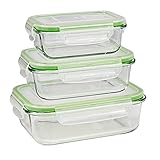 GOURMETmaxx 06527 Glas-Frischhaltedosen 'Klick-it' | 6 Teile | Geeignet für Mikrowelle, Gefrierschrank und Spülmaschine | Transp