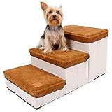 Yajexun Haustiertreppe Für Hunde Und Katzen, 3 Stufen Hundetreppe Katzentreppe Faltbar, Hunderampe Tragbar Tiertreppe Für Hunde Und Katzen, Kleine Und Große Hunde, Bett Und C