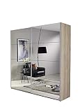 Rauch Möbel Subito Schrank Kleiderschrank Schwebetürenschrank in Eiche Sanremo hell mit Spiegel 2-türig inkl. Zubehörpaket Basic 2 Kleiderstangen, 2 Einlegeböden BxHxT 181x197x61