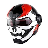 HHSDB Klapphelme Motorradhelm Integralhelm Iron Man Vollhelm DOT/ECE-Zertifiziert Mopedhelm Full face Klapphelm Retro Transformers Flip Helm Geeignet FüR Erwachsene MäNner Und F
