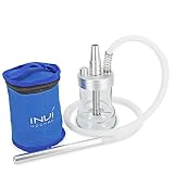 INVI® Reise Shisha Set Mit Tasche - Inklusive Shisha Zubehör Mit Alu Mundstück, Shisha Schlauch, Dichtung Und Diffusor (Silber)
