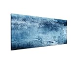 Sinus Art 150x50cm Wandbild – Farbe Blau Petrol Panoramabild Wandbild auf echter Leinwand in sehr hoher Qualität - Abstrakt Acryl mit Pinsel IV